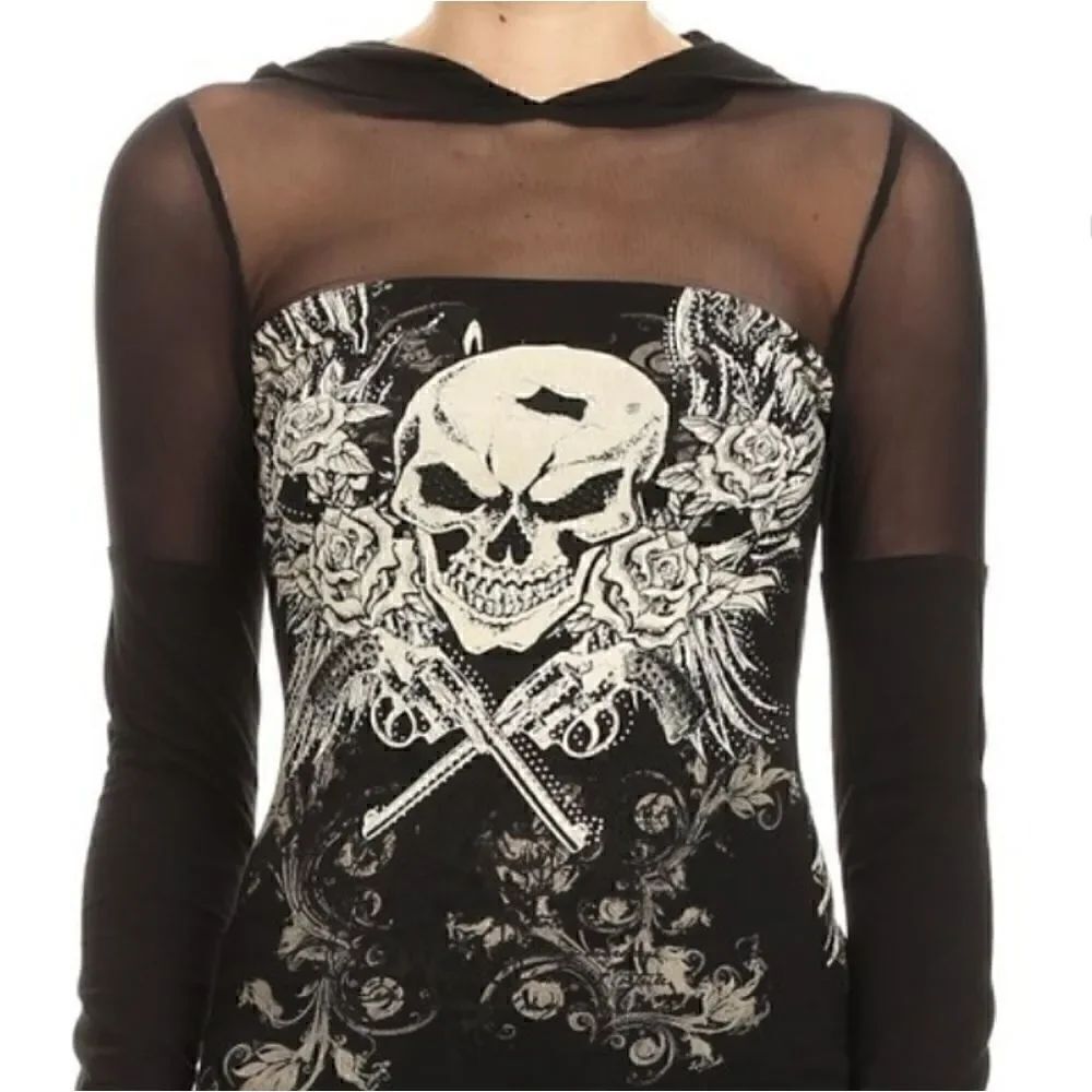 Platinum Plush Sexy Mesh Skull Hoodie